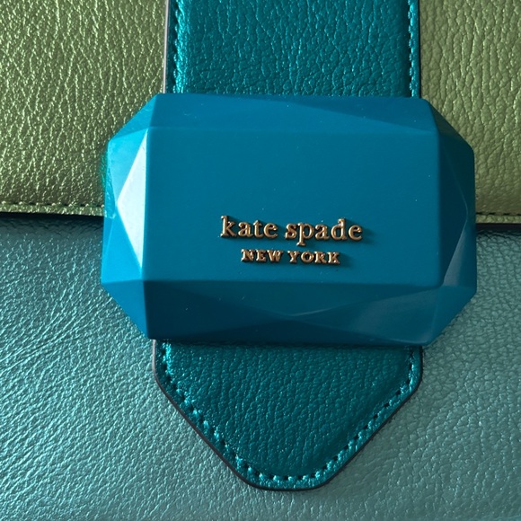 Kate Spade Bijou Metallic Blue & Green Mini Top Handle bag W/ Crossbody Strap - Picture 11 of 17